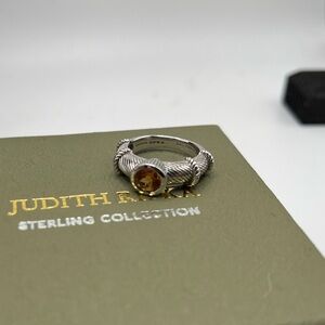Judith Ripka Sterling Orange Citrine Stone Ring Size 5